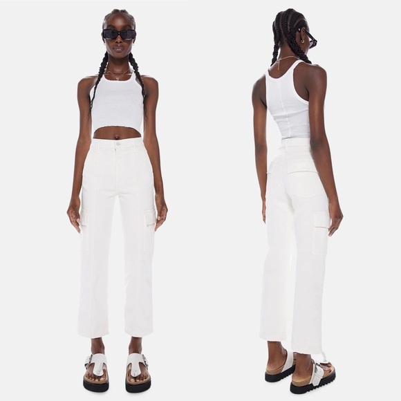 MOTHER Denim Womens Cream Puffs The Rambler Cargo Ankle High Waist Jean Size 29 - Picture 14 of 14